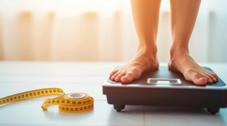 Person står barfodet på en InBody-kropsanalysevægt til indvejning hos Apex Fitness som del af opstartsmåling og kropsanalyse